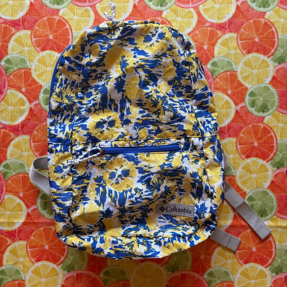 Columbia Lightweight Packable Backpack Blue Yellow Floral OS